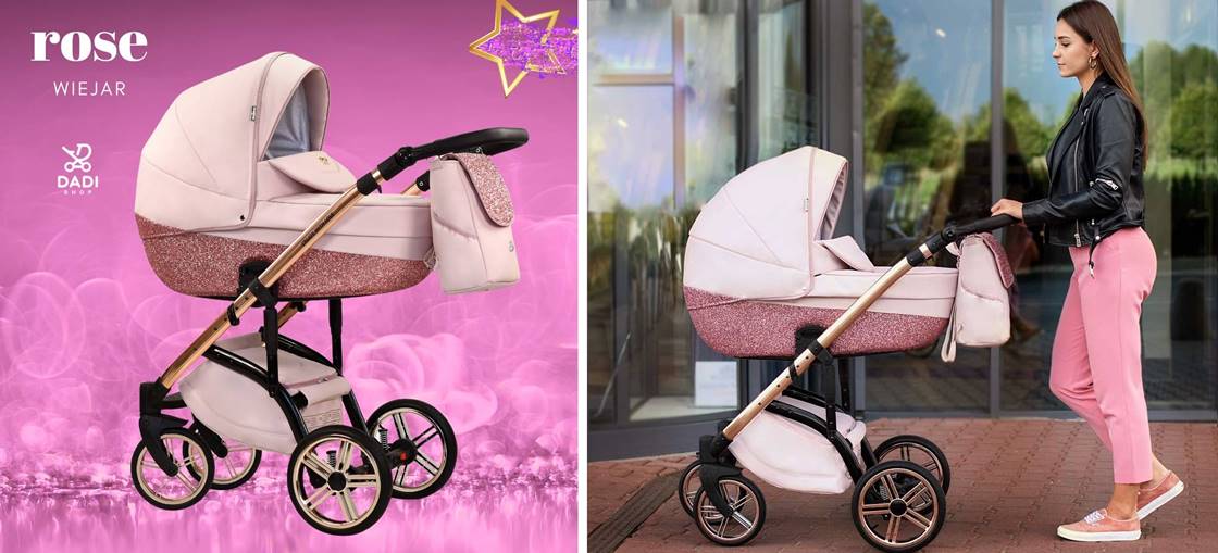 Wózek dziecięcy dla dziewczynki różowy 3w1 – przepiękny model Wiejar Modo Rose Exclusive, dostępny na blogu Dadi-Shop. Elegancki, funkcjonalny i idealny dla małej księżniczki.